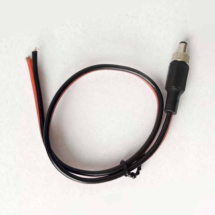DC5.5mmx2.1mm male open Cable with locking nut